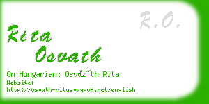 rita osvath business card